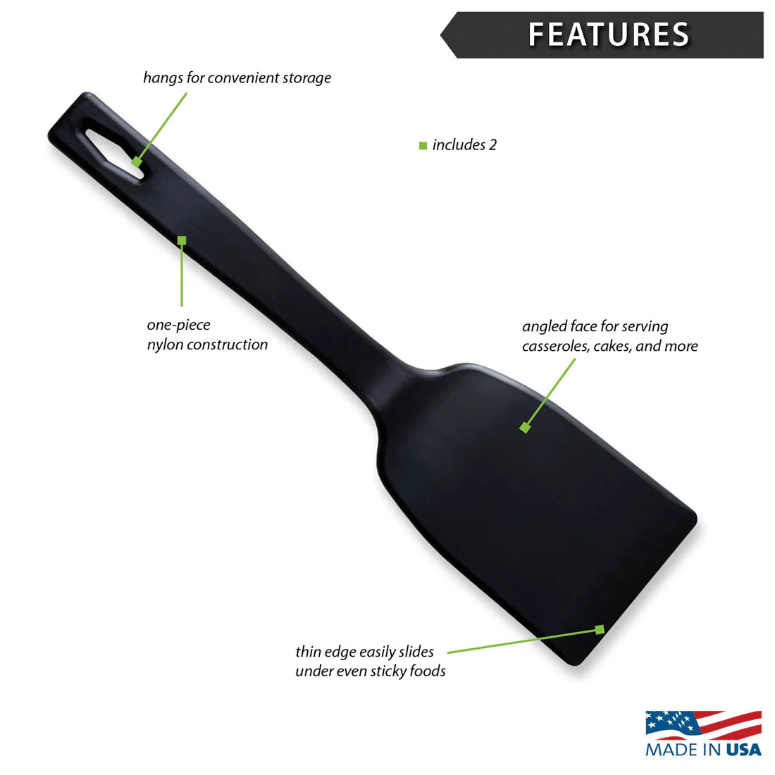 2-Pack of Small Potluck Spatula B304 Made in USA