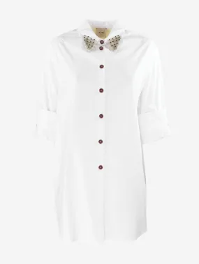 Alysi - Camicia over in cotone con colletto con paillettes