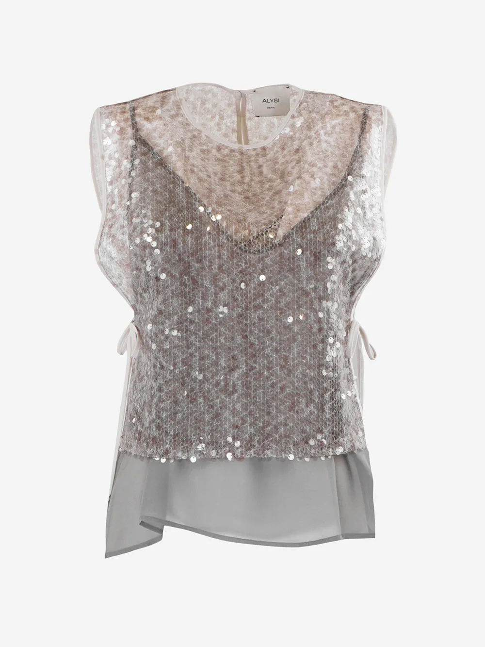 Alysi - Gilet in tessuto con paillettes con fodera removibile