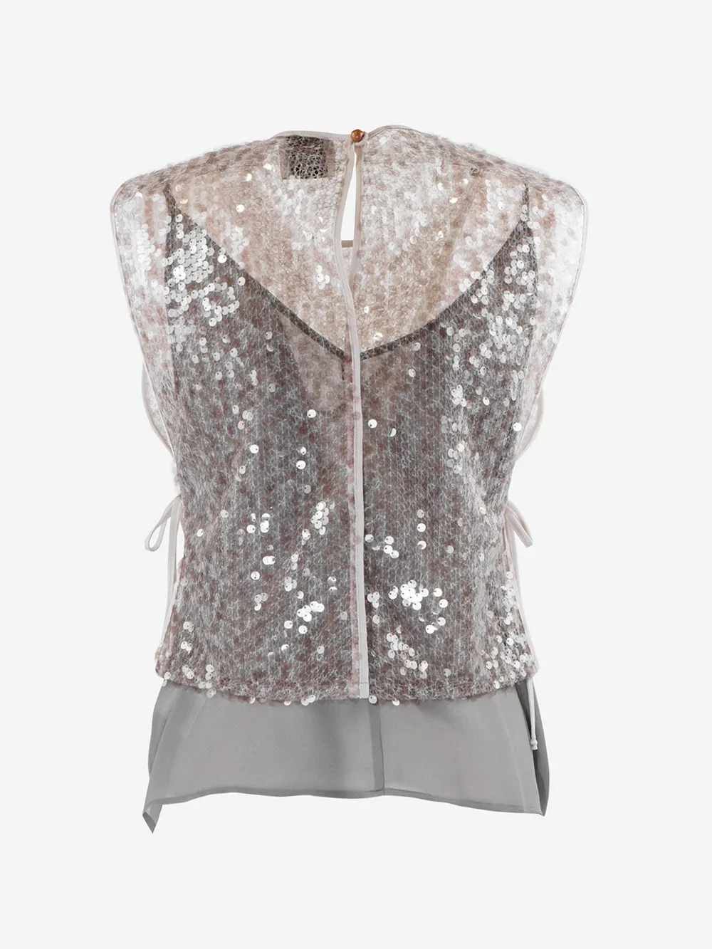 Alysi - Gilet in tessuto con paillettes con fodera removibile