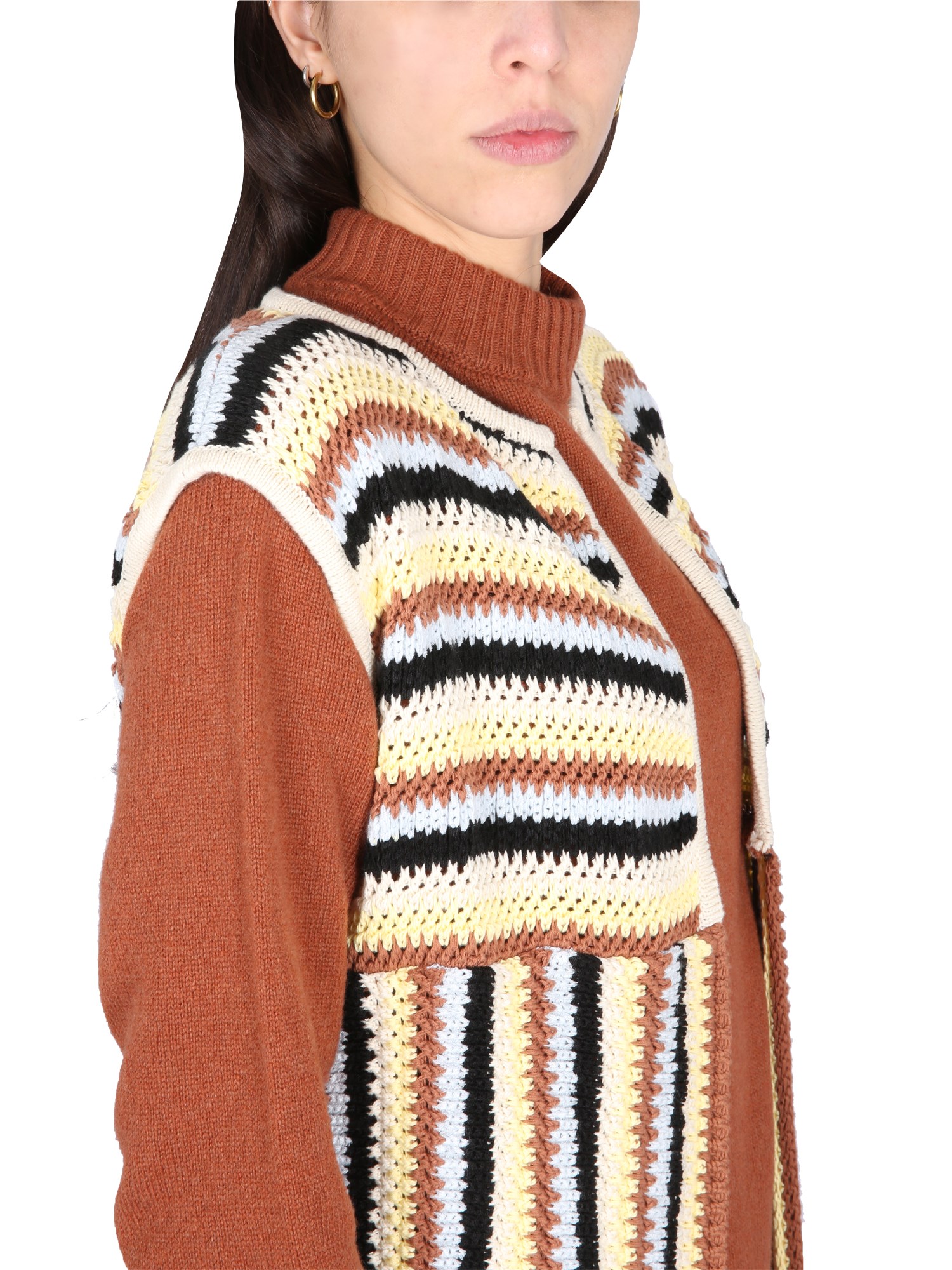 ALYSI    LONG VEST WITH STRIPED PATTERN