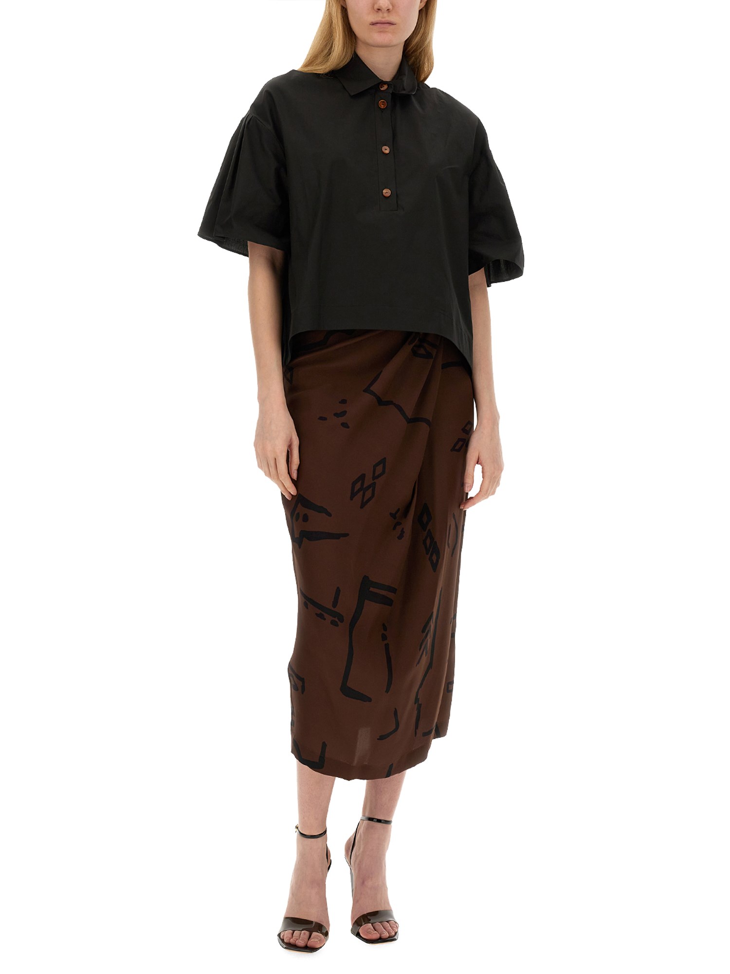 ALYSI    NATIVE PRINT SKIRT WITH HOOK AND LOOP