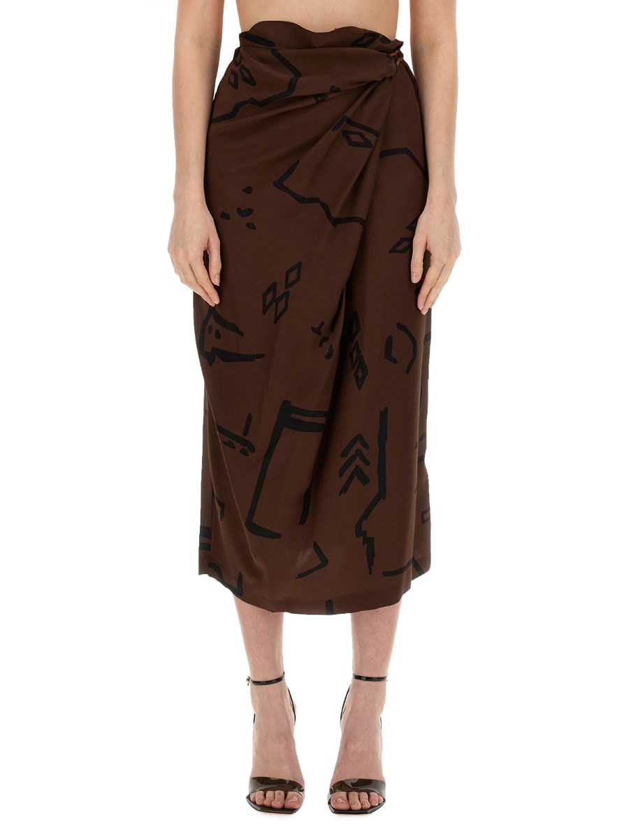 ALYSI    NATIVE PRINT SKIRT WITH HOOK AND LOOP