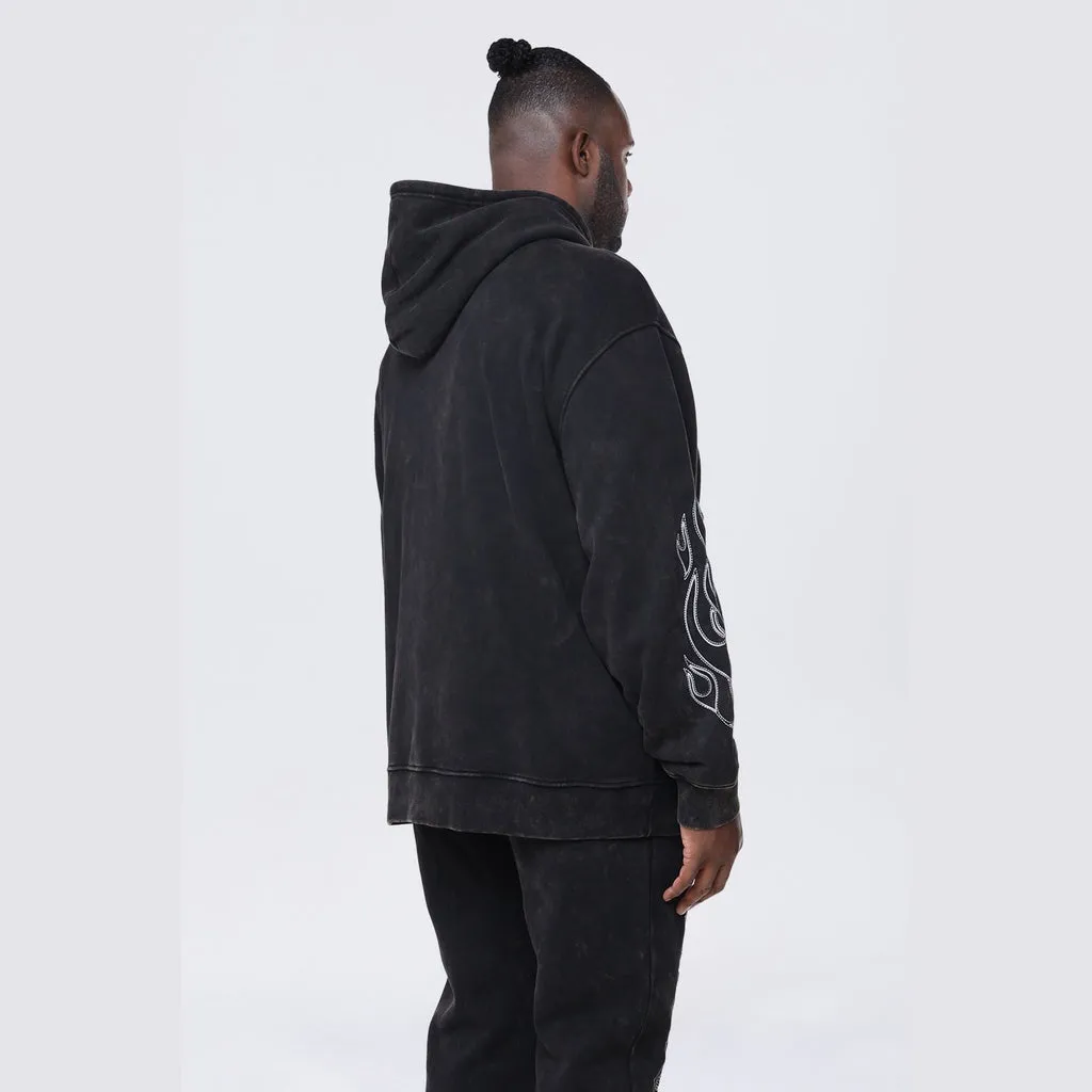 Big and Tall - Rhinestone Dystopia Hoodie - Black