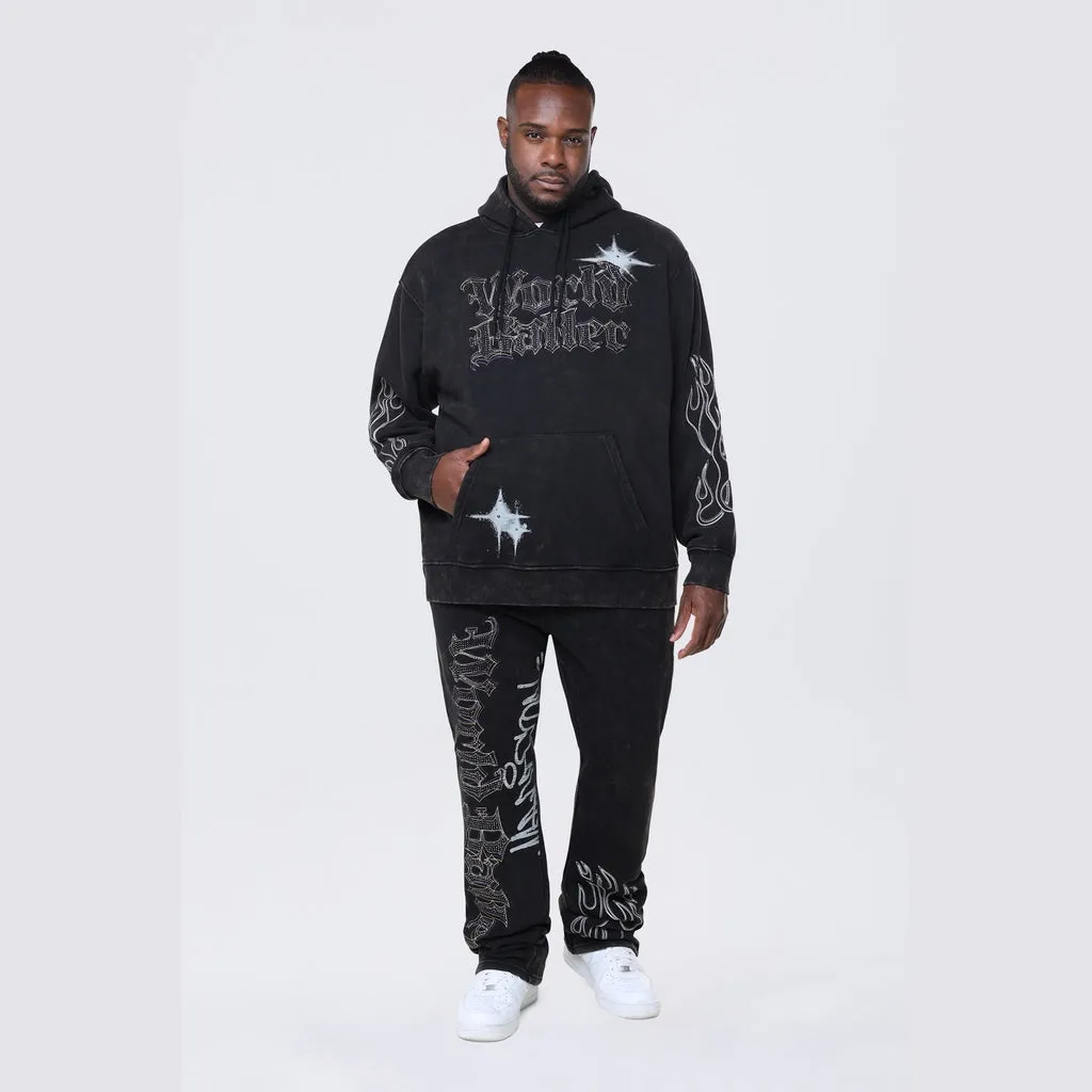 Big and Tall - Rhinestone Dystopia Hoodie - Black