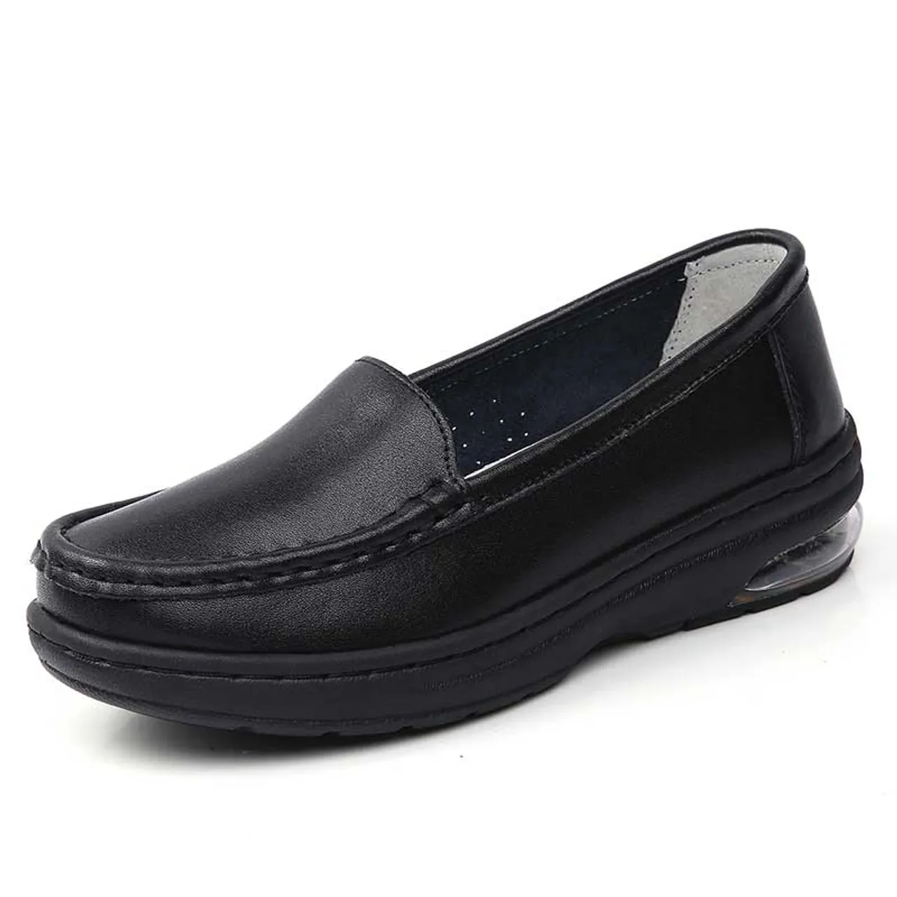 Black casual air cushioned slip on shoe loafer