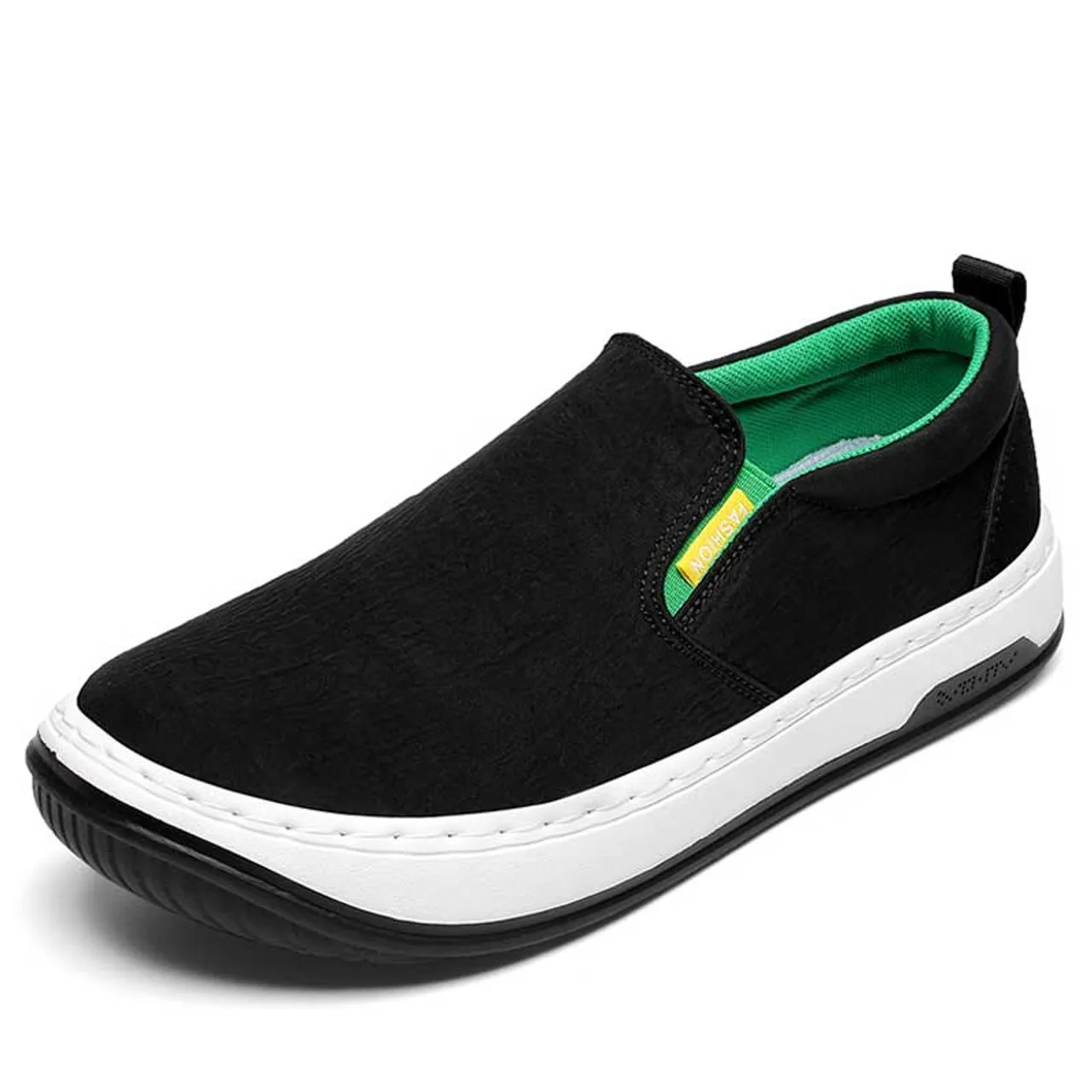 Black casual canvas slip on shoe loafer