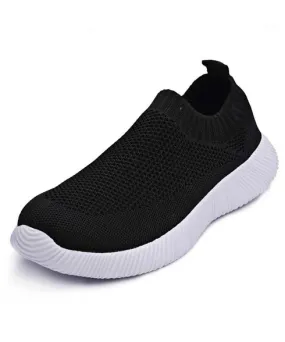 Black casual flyknit plain slip on shoe sneaker