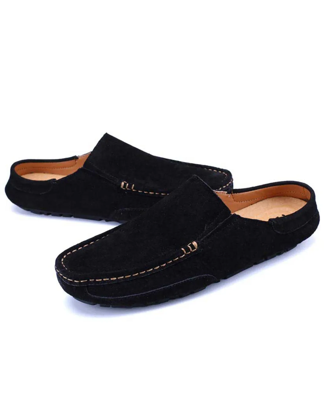 Black casual slip on half shoe loafer