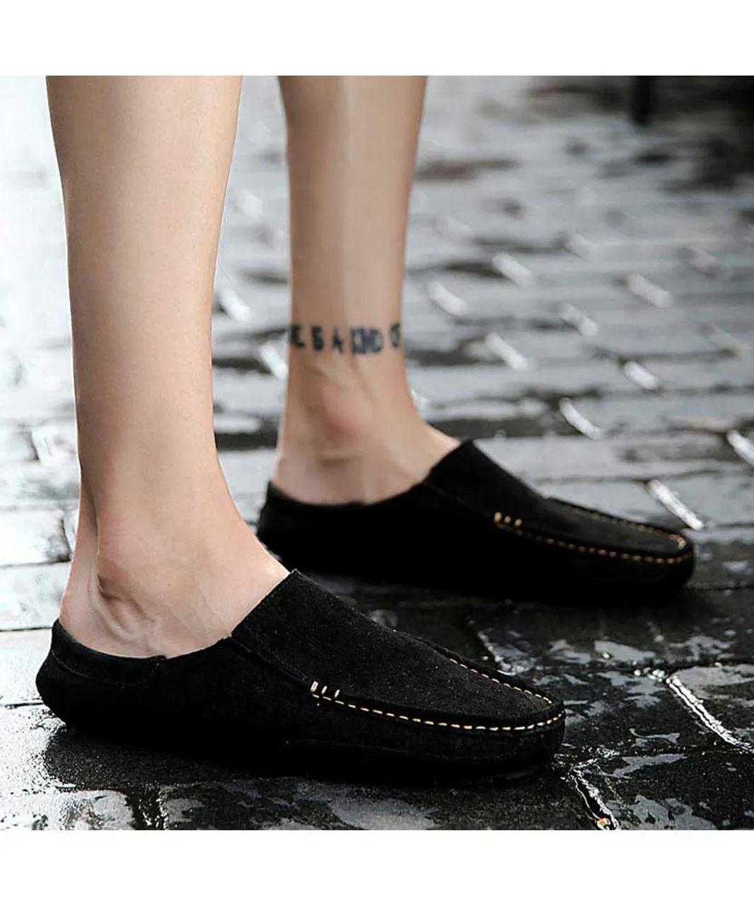 Black casual slip on half shoe loafer