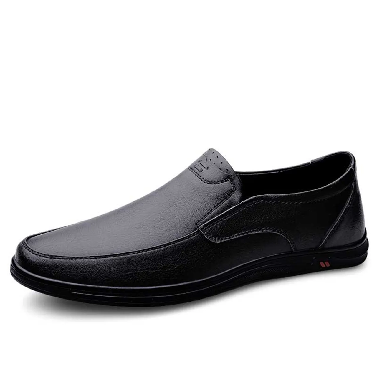 Black casual slip on shoe loafer in plain