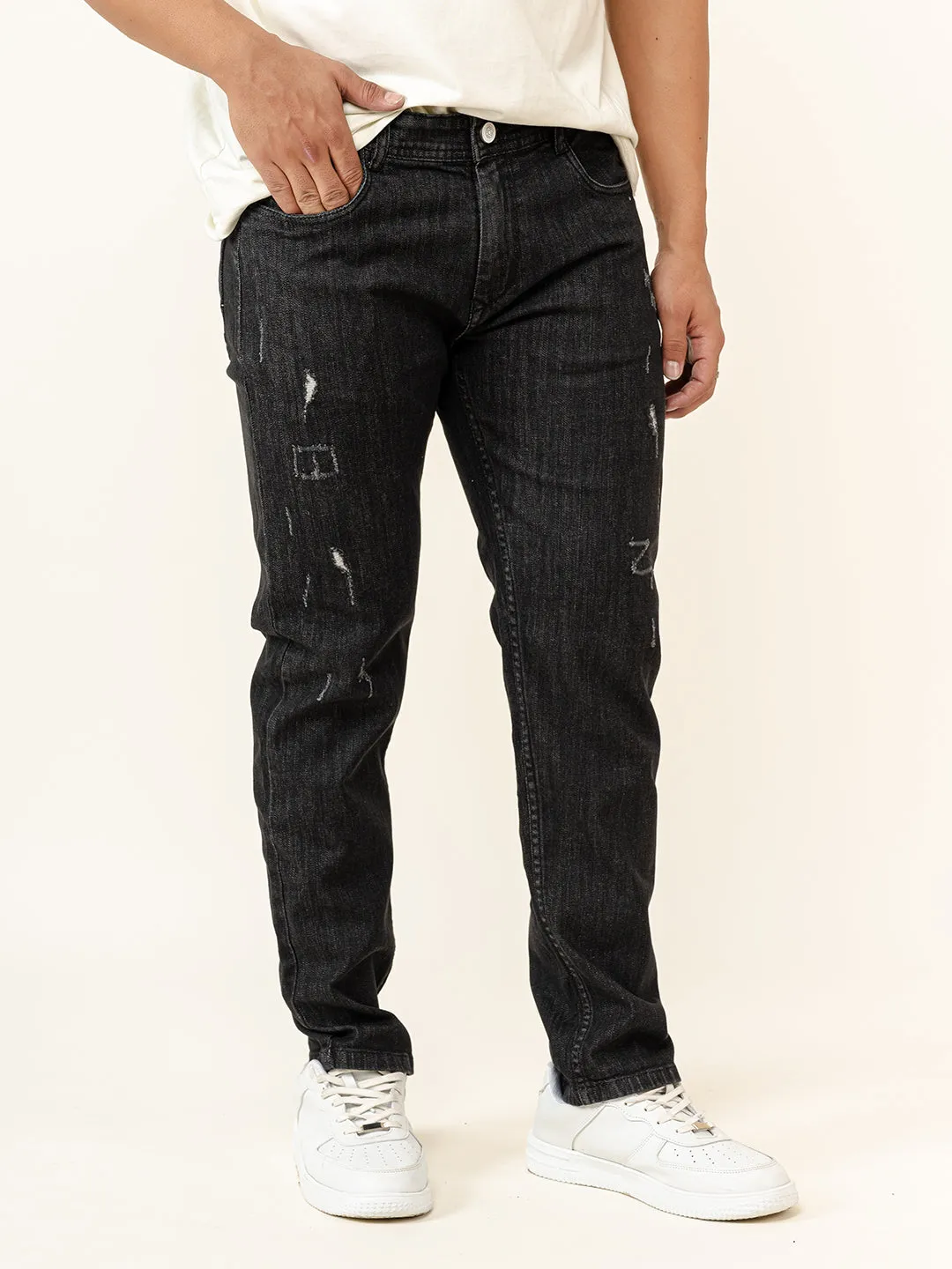 Black Denim Ankle Length Stretchable Men's Jeans