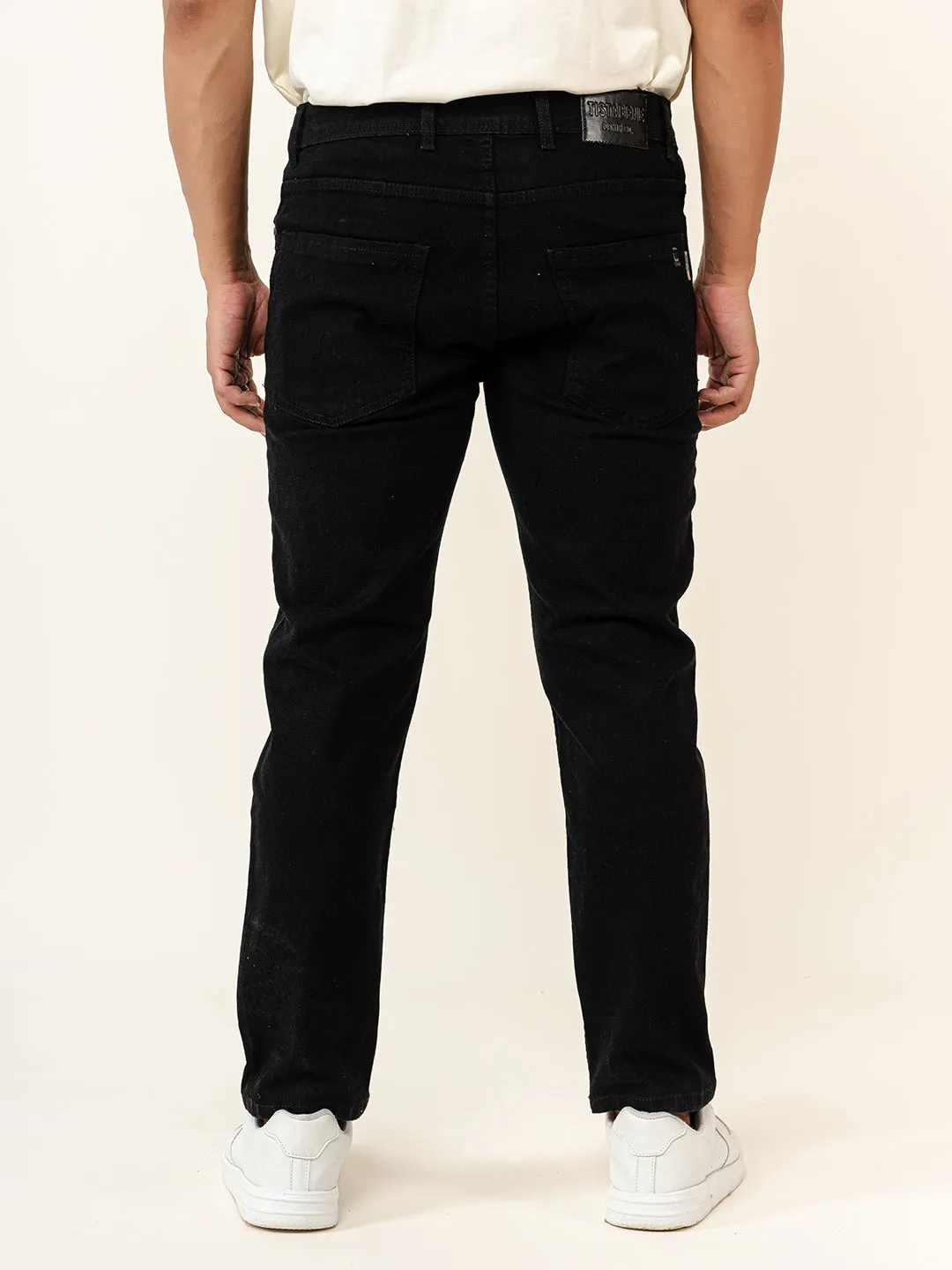 Black Distressed Loose Ankle Mens Jeans