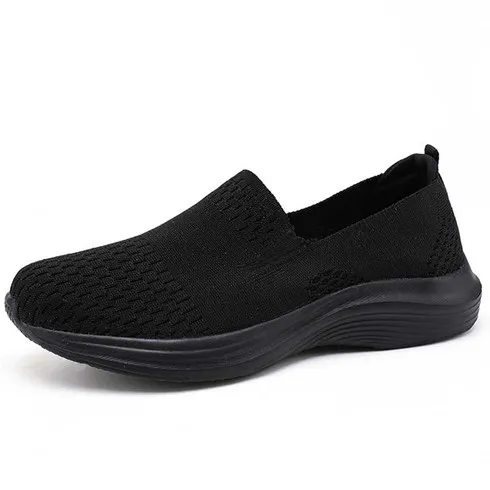 Black flyknit casual texture pattern slip on shoe sneaker