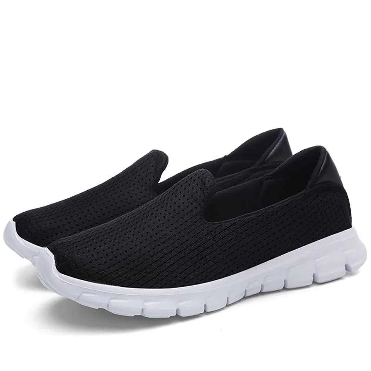 Black mesh plain casual slip on shoe sneaker