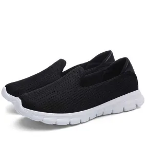 Black mesh plain casual slip on shoe sneaker