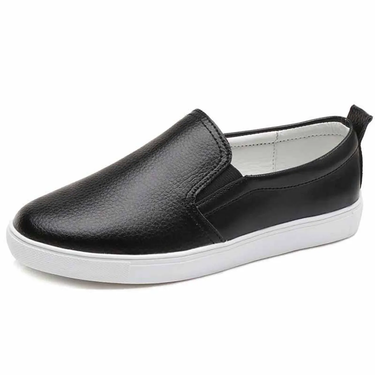 Black plain color casual slip on shoe sneaker