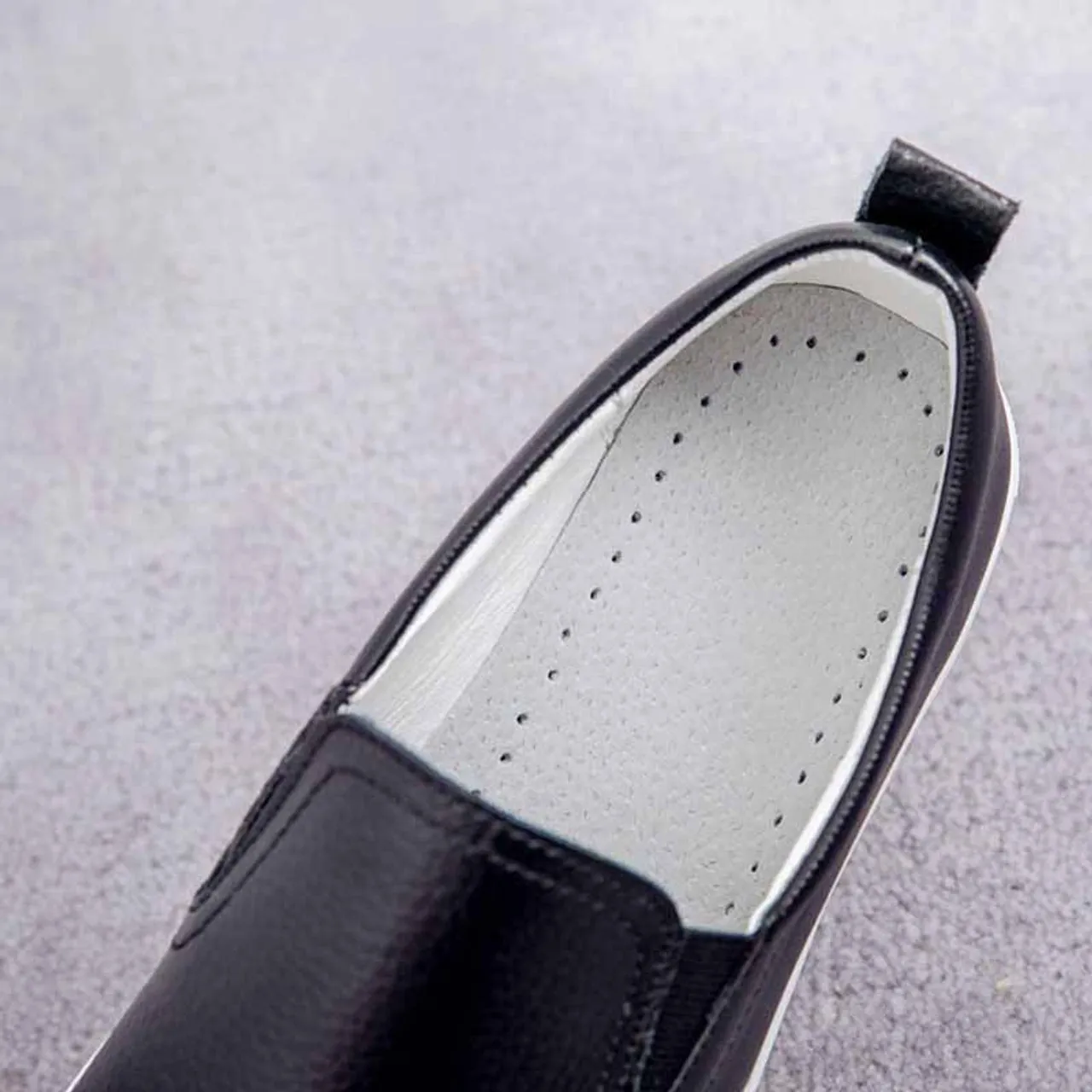 Black plain color casual slip on shoe sneaker