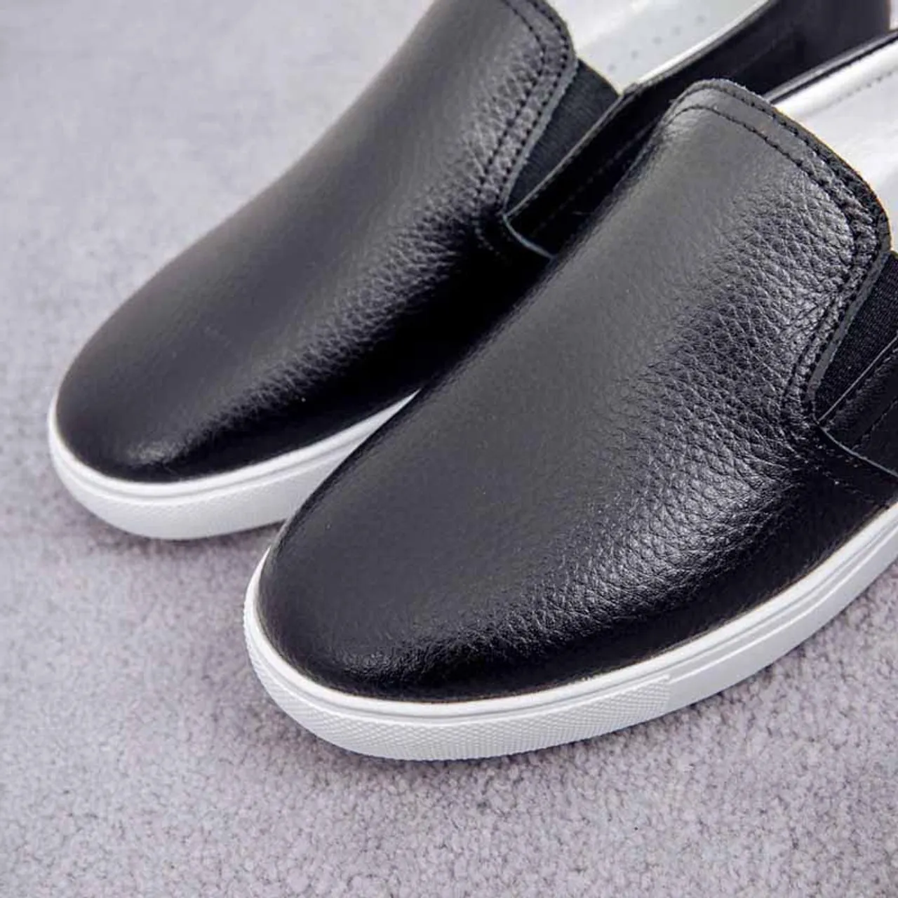 Black plain color casual slip on shoe sneaker