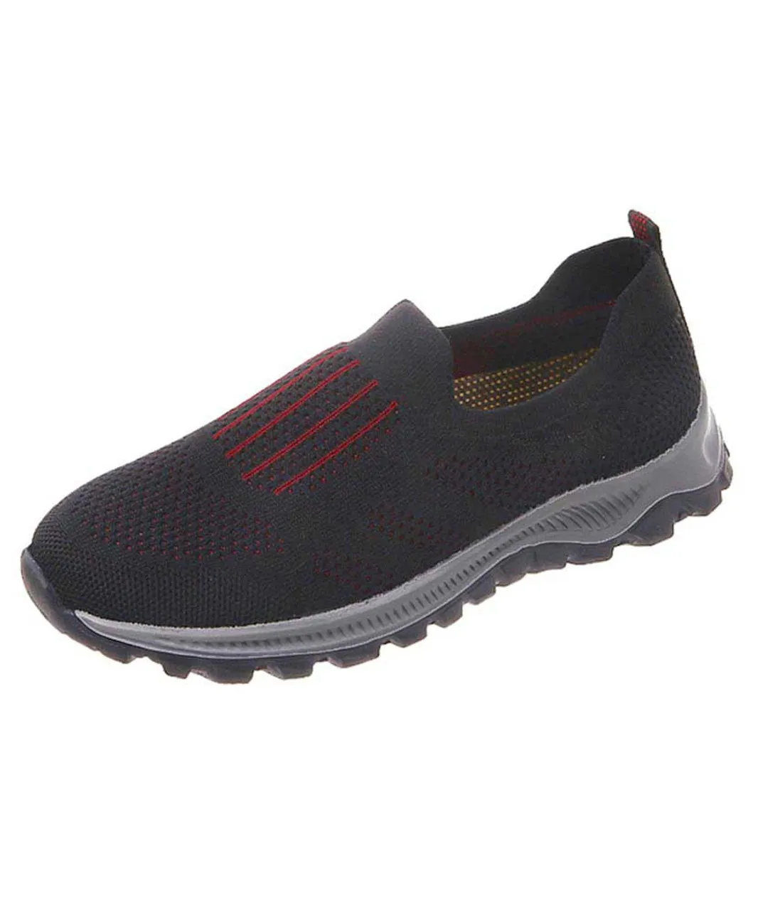 Black stripe texture casual slip on shoe sneaker