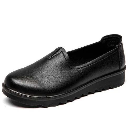 Black V open casual slip on shoe loafer