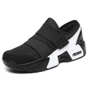 Black white casual velcro slip on shoe sneaker