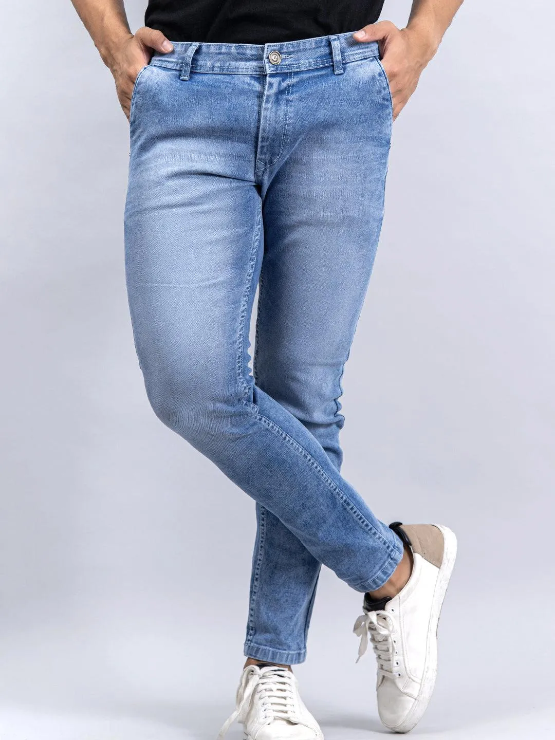 Blue Denim Ankle Length Stretchable Men's Jeans