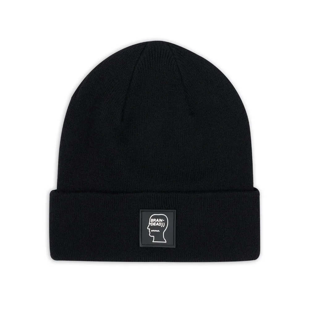 BRAIN DEAD FW22 LOGO HEAD WOOL BEANIE // BLACK