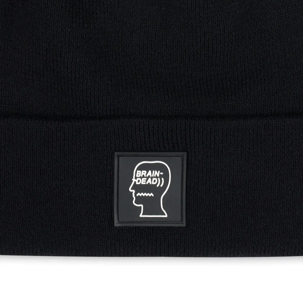 BRAIN DEAD FW22 LOGO HEAD WOOL BEANIE // BLACK