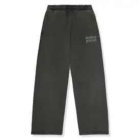 Broken Planet Basics Wide Leg Washed Soot Black Sweatpants