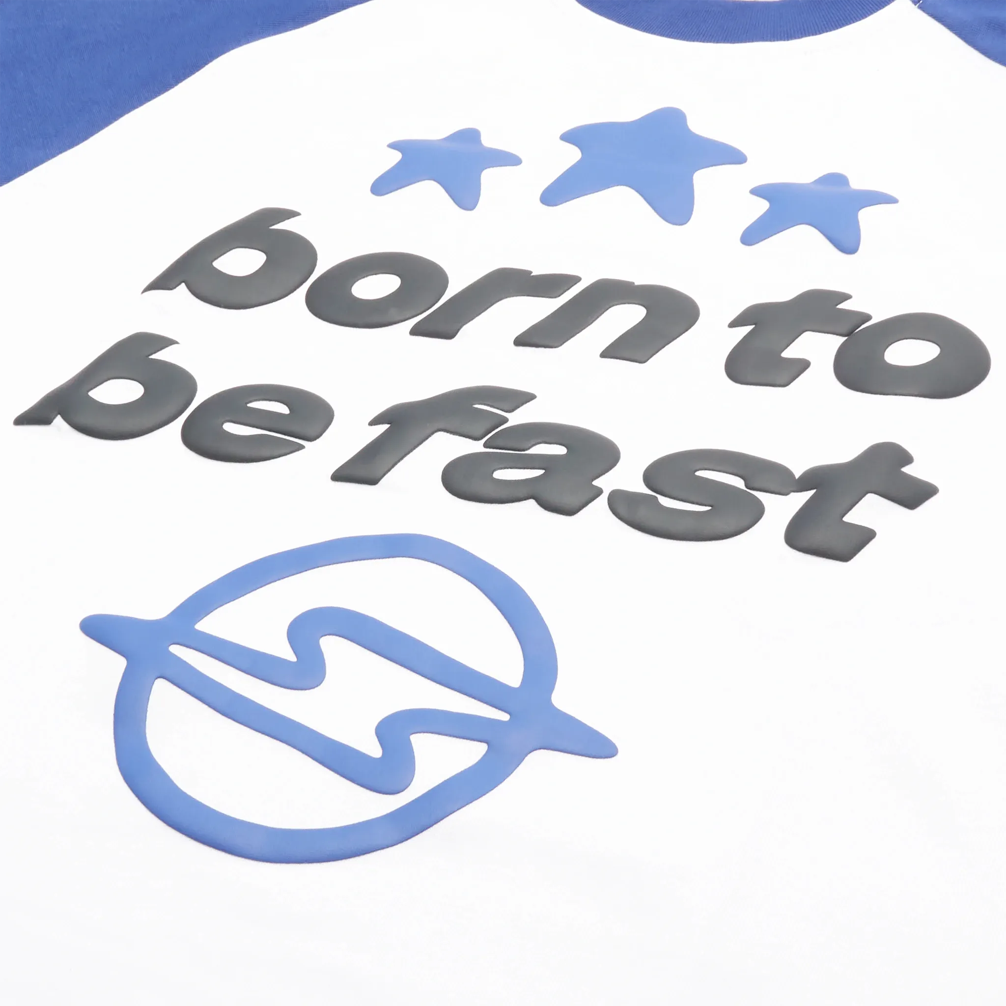 Broken Planet Born To Be Fast White Blue Long-Sleeved T Shirt