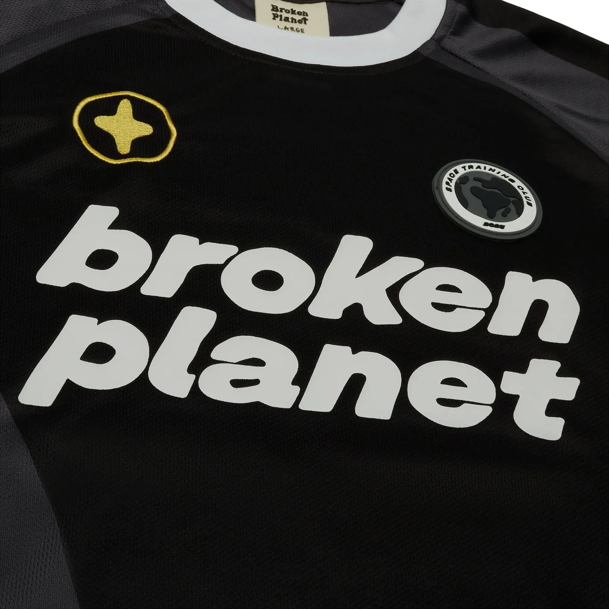 Broken Planet Cosmic Speed Football T Shirt Black Grey