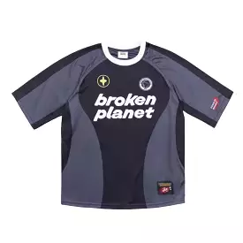 Broken Planet Football T Shirt Black Grey