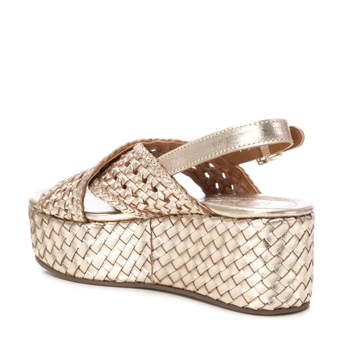 CARMELA Gold Woven Leather Platform Sandal