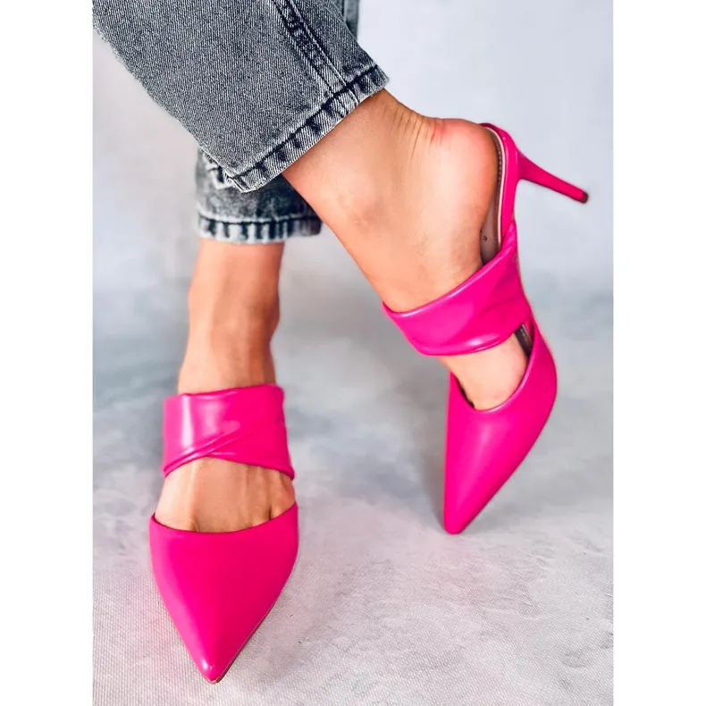 Charisse Fuchsia Stiletto Heeled Mules pink