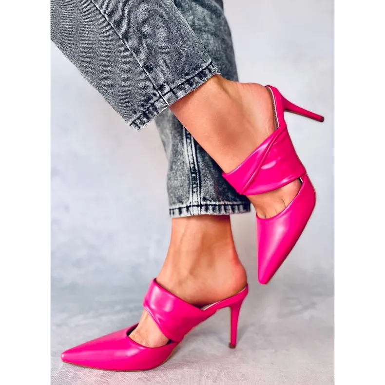 Charisse Fuchsia Stiletto Heeled Mules pink