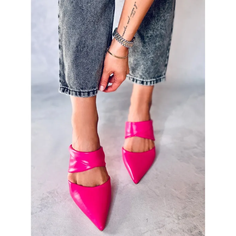 Charisse Fuchsia Stiletto Heeled Mules pink