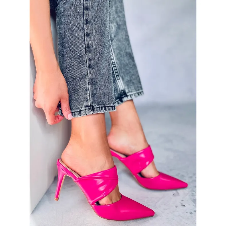 Charisse Fuchsia Stiletto Heeled Mules pink