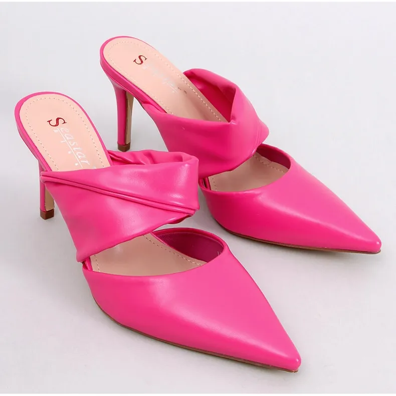 Charisse Fuchsia Stiletto Heeled Mules pink