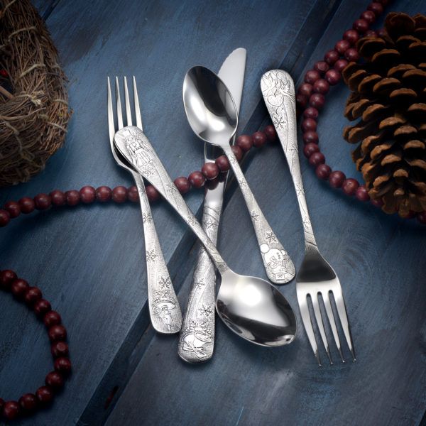 Christmas Season Stainless Flatware 45 Piece Set Made in USA