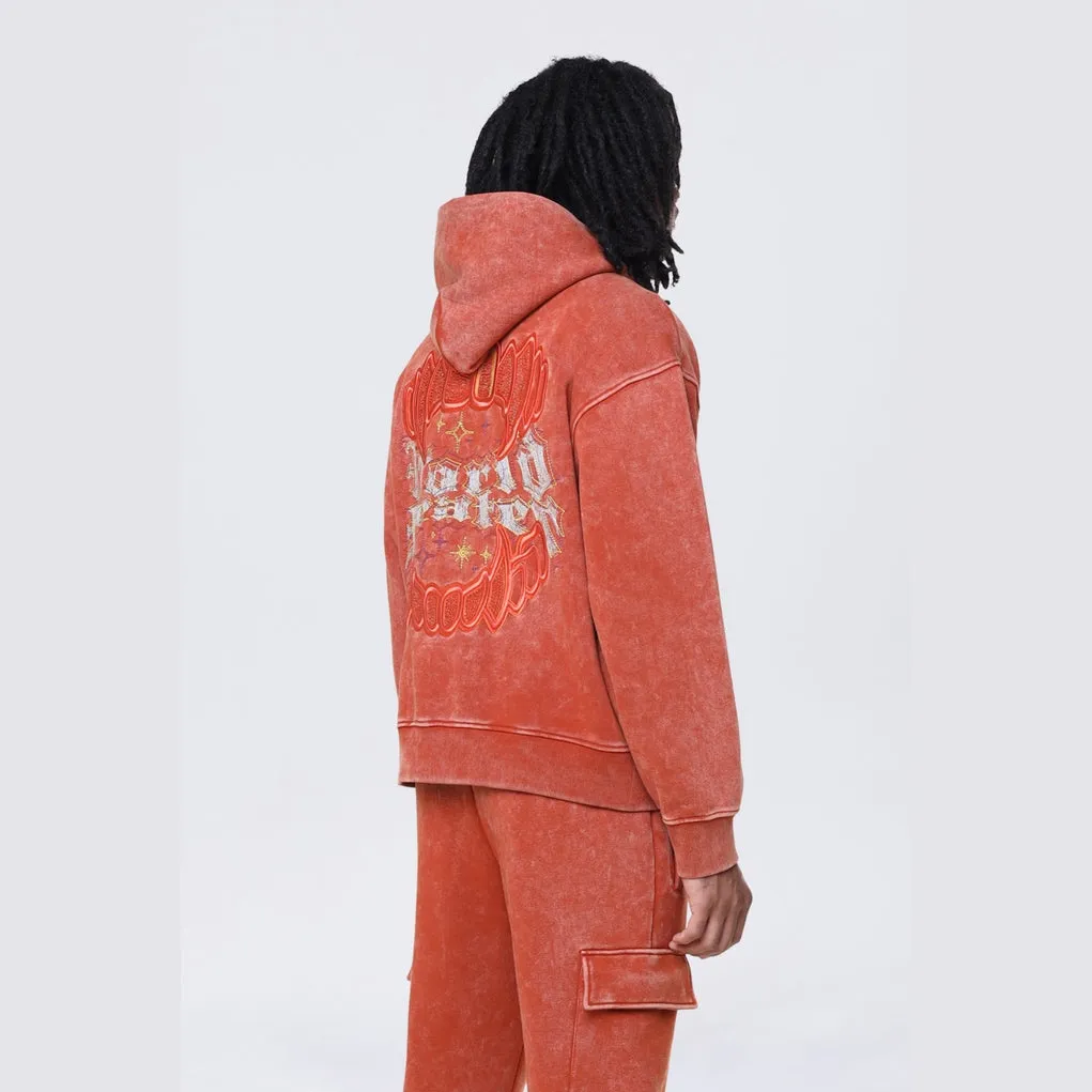 Dropped Shoulder Rhinestone Dystopia Hoodie - Picante