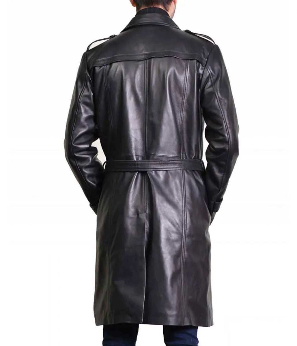 Elon Musk Belted Leather Coat