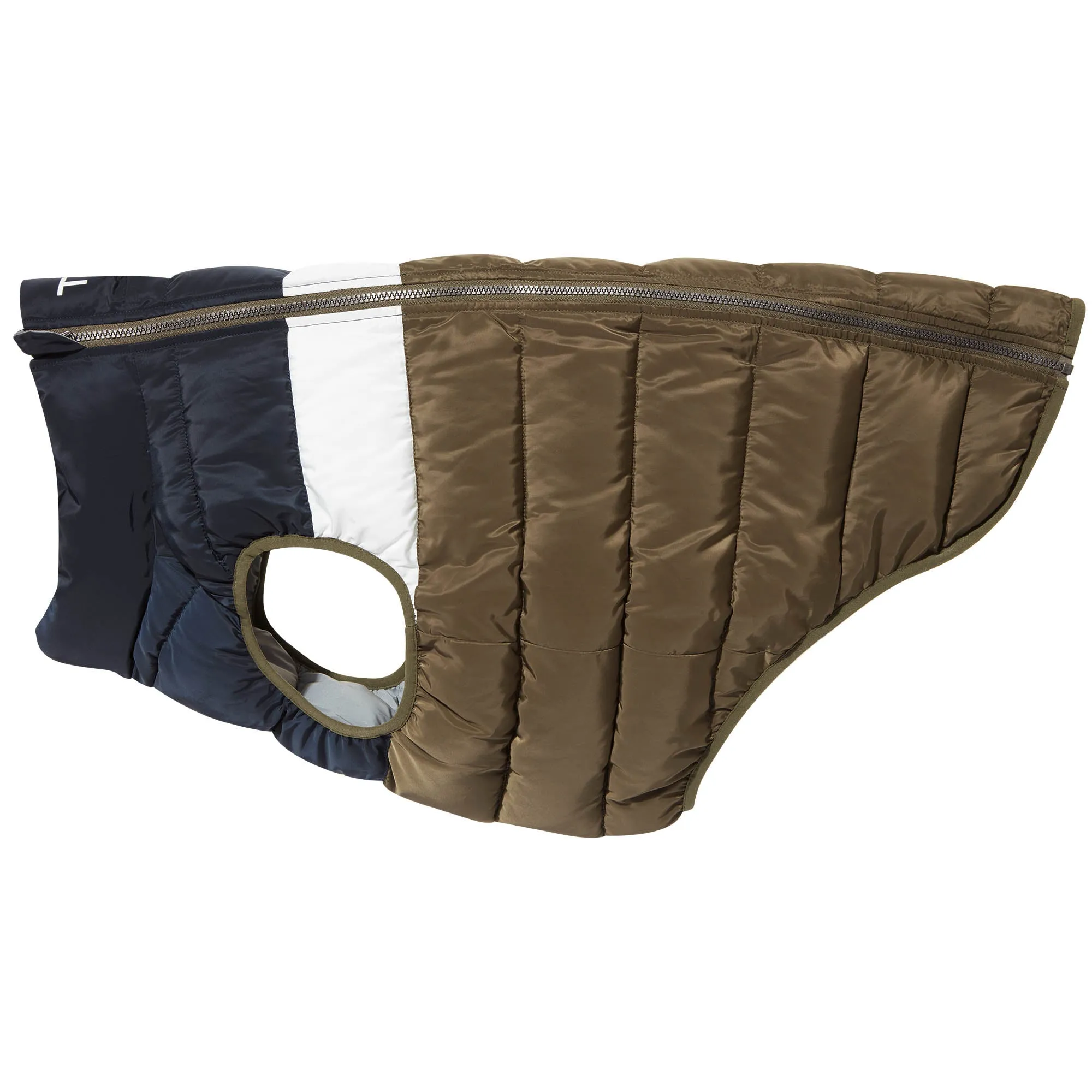 Fetch Padded Dog Coat XL - Khaki/Dark Indigo/Optic White