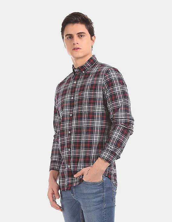 GAP Men Blue Oxford Plaid Casual Shirt