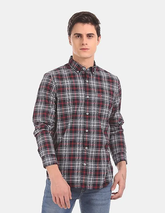 GAP Men Blue Oxford Plaid Casual Shirt