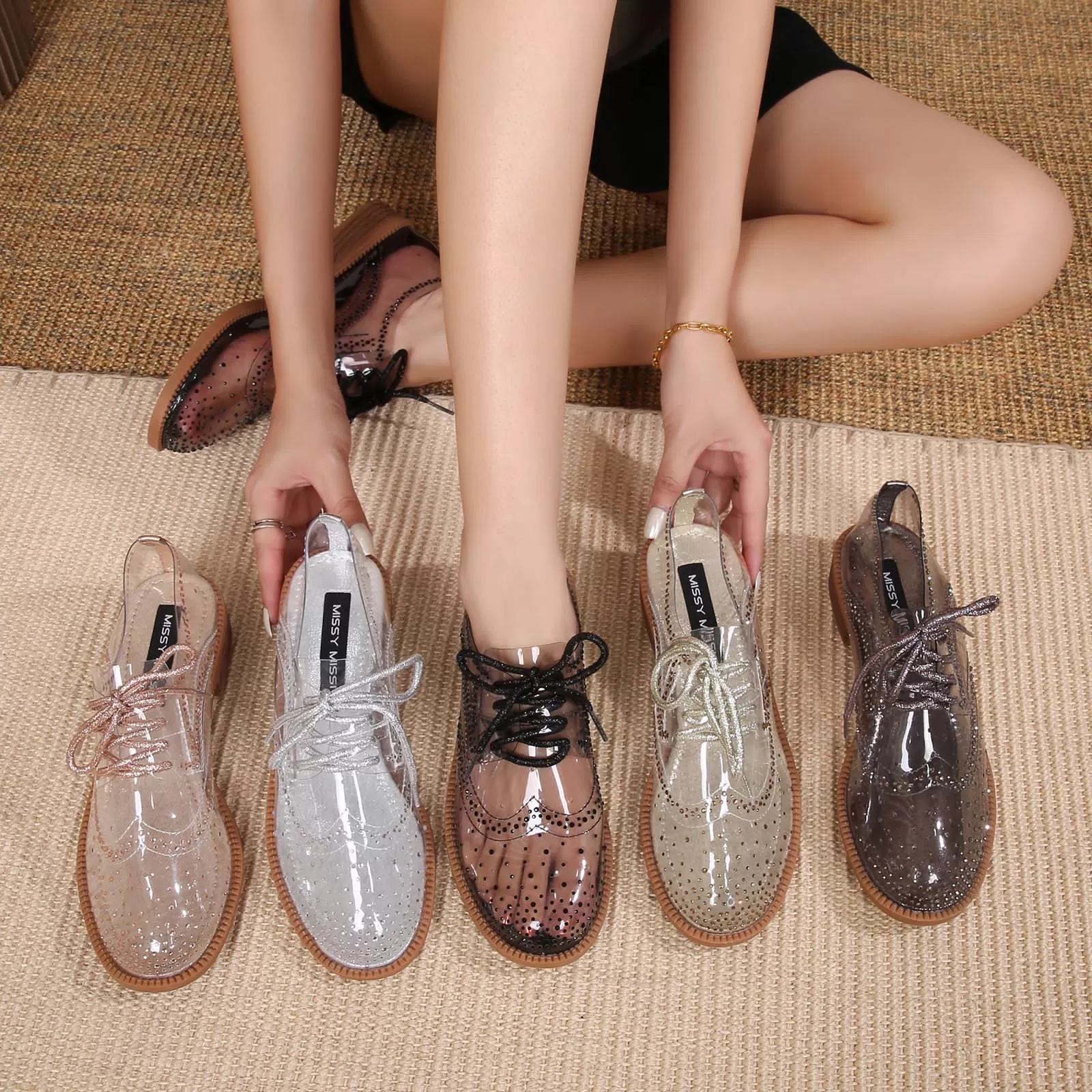 Glitter Pvc Oxford Shoes