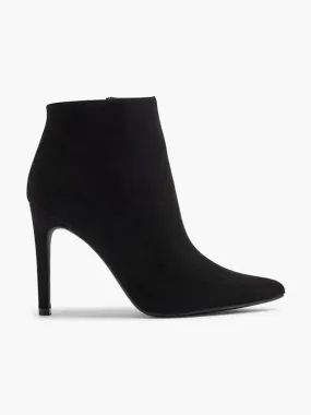 Graceland  Black Suede Stiletto High Heeled Ankle Boot