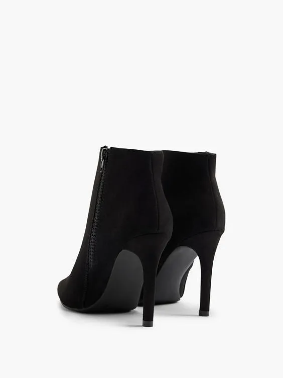 Graceland  Black Suede Stiletto High Heeled Ankle Boot