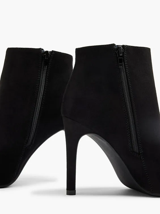 Graceland  Black Suede Stiletto High Heeled Ankle Boot