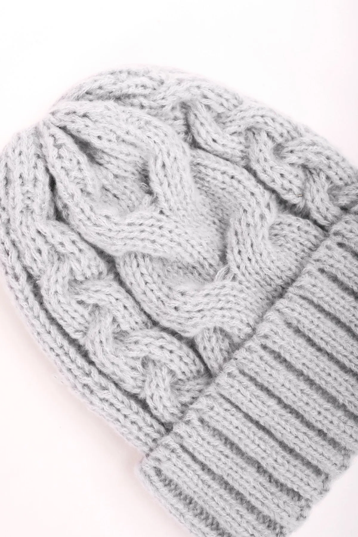 Grey Cable Knit Beanie & Glove Gift Set